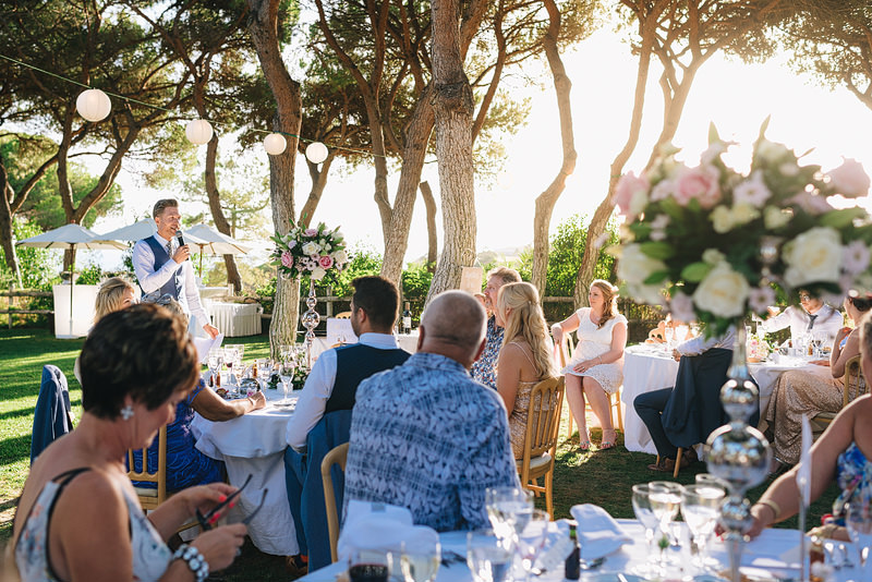 the groom delivers his speech at pine cliffs destination wedding