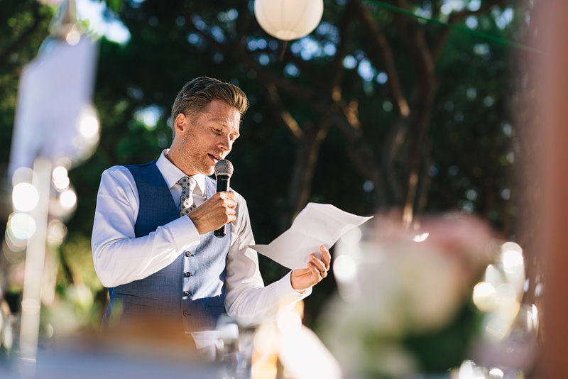 the groom delivers his speech at pine cliffs destination wedding