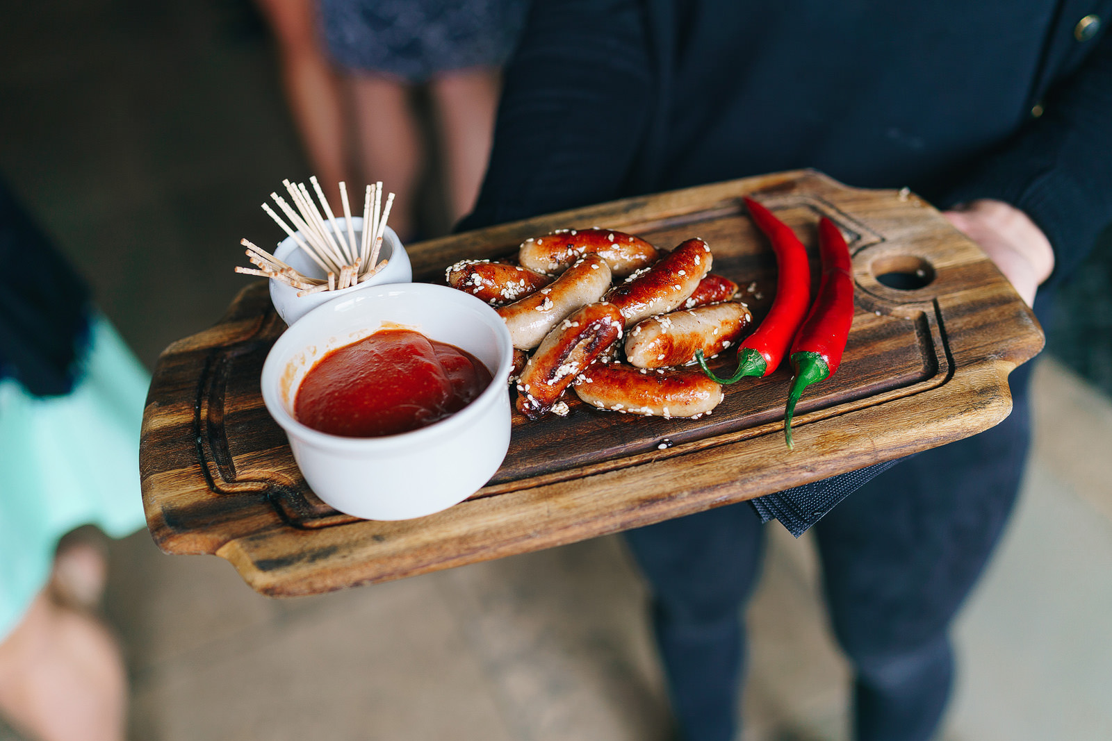 A tray of canapes at Cripps Stone Barn.