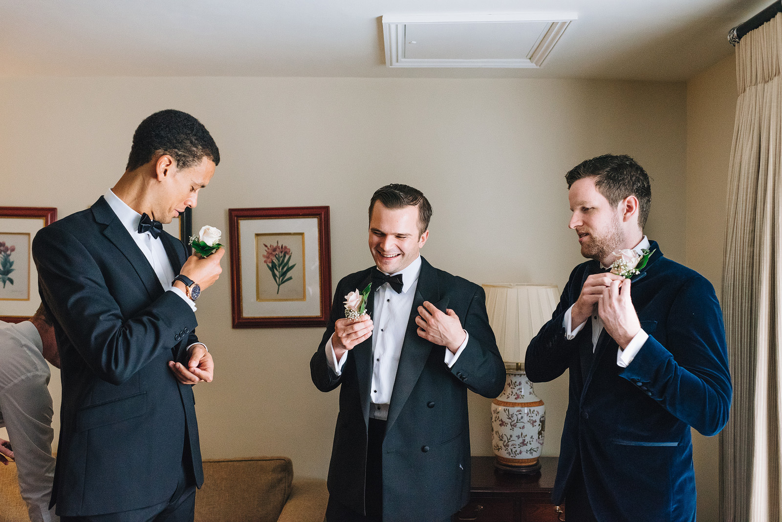 Groom preparation room at Ettington Park
