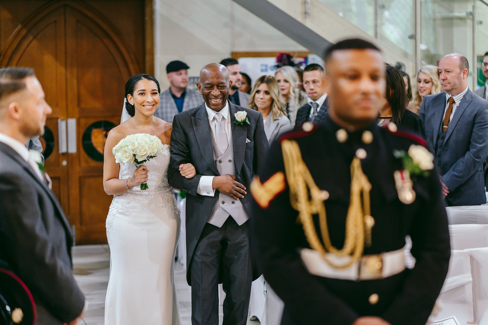 Bride walks down the aisle