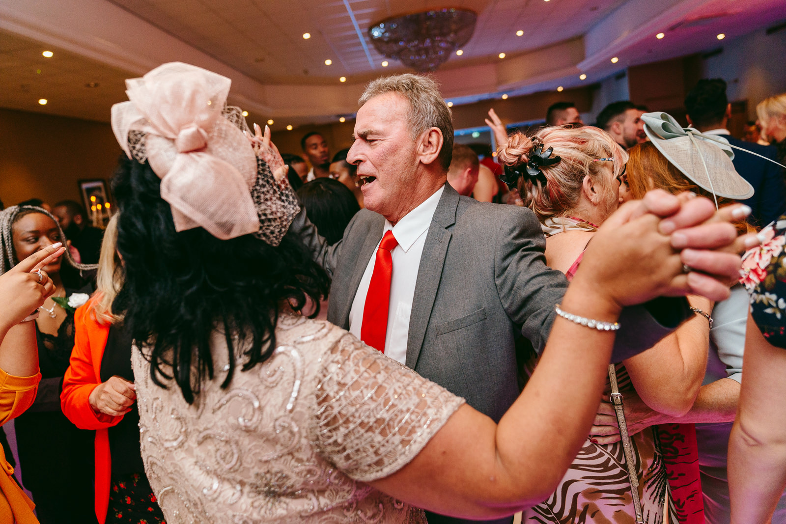 Wedding guests dancing
