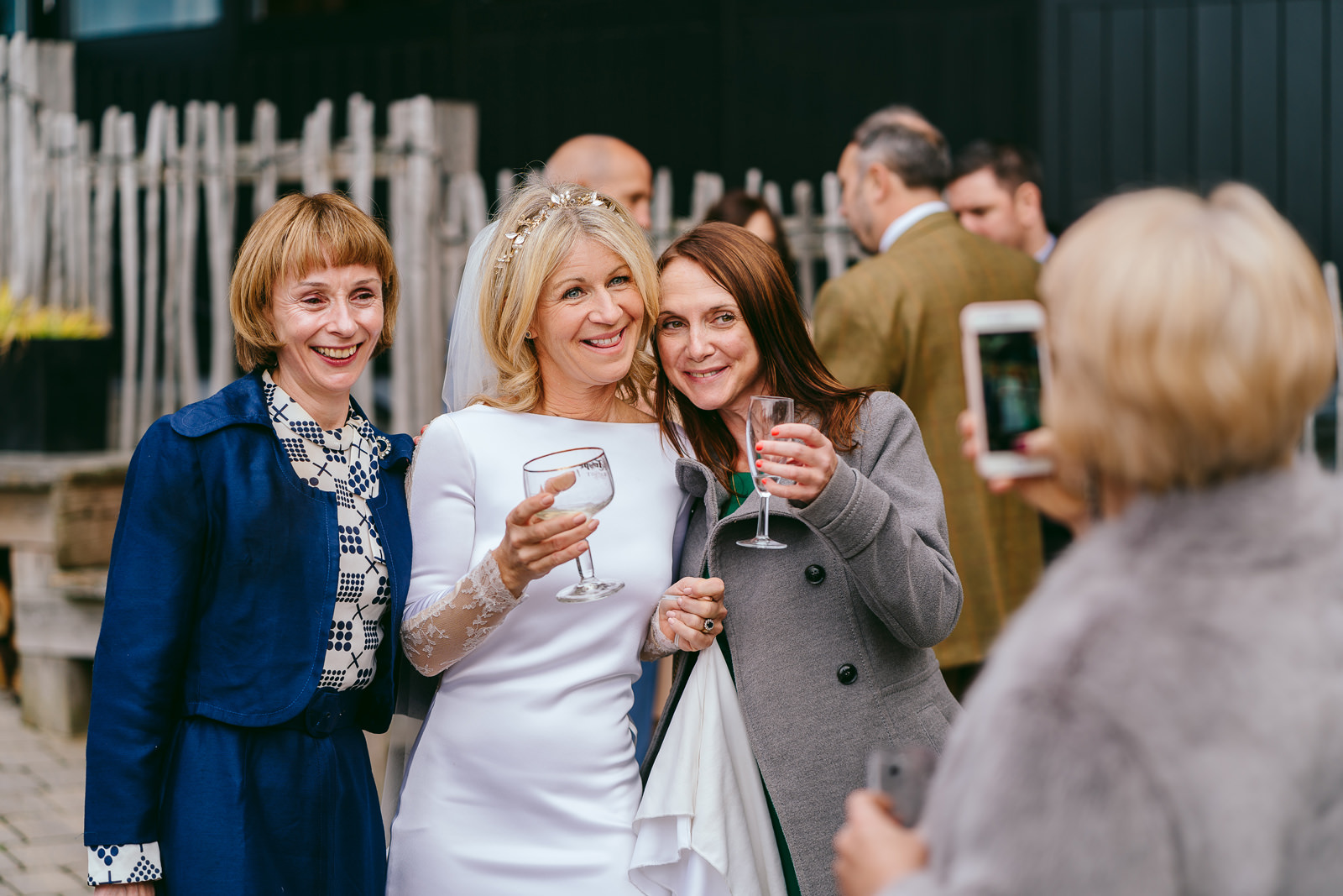 wedding guests mingling