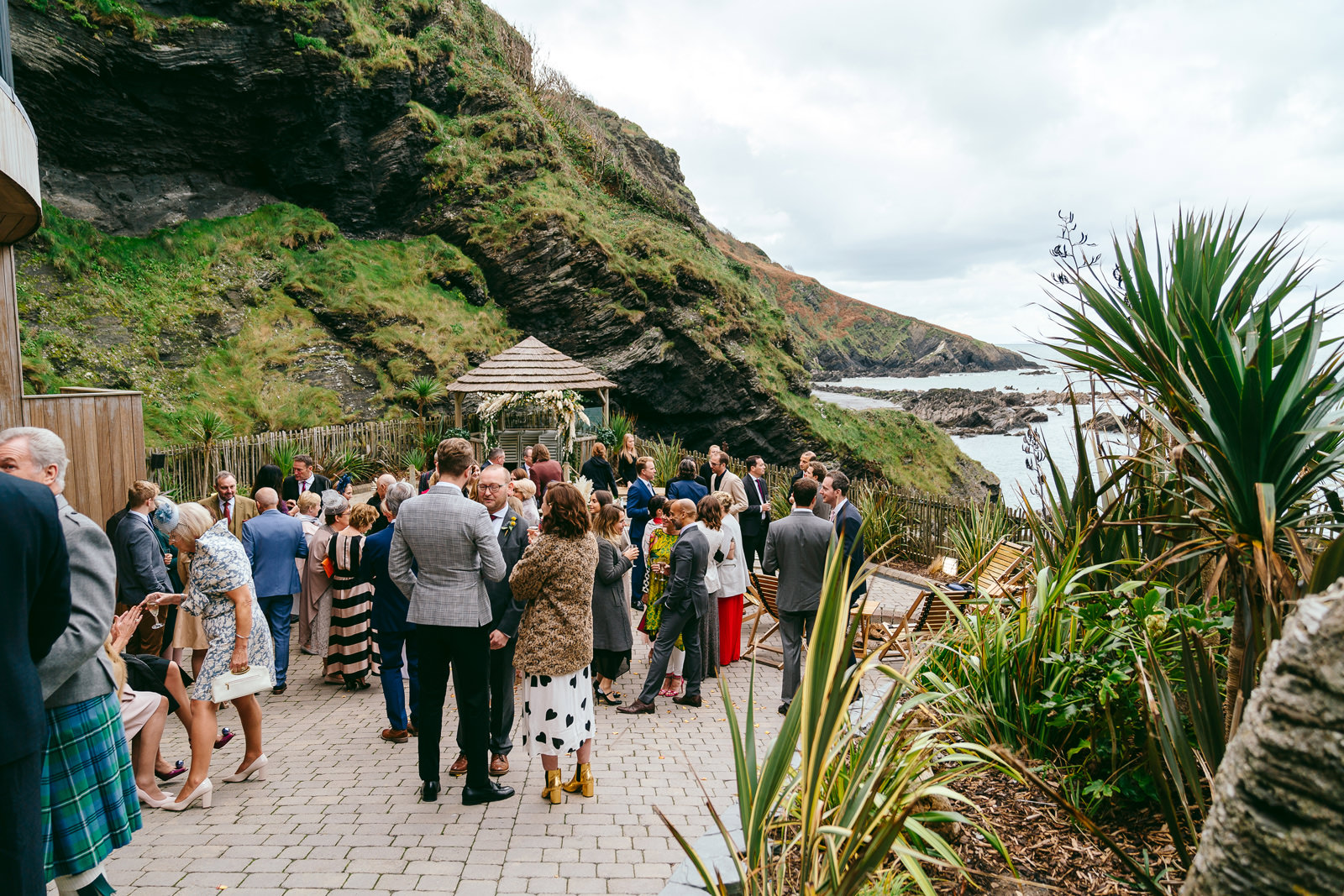 wedding guests mingling